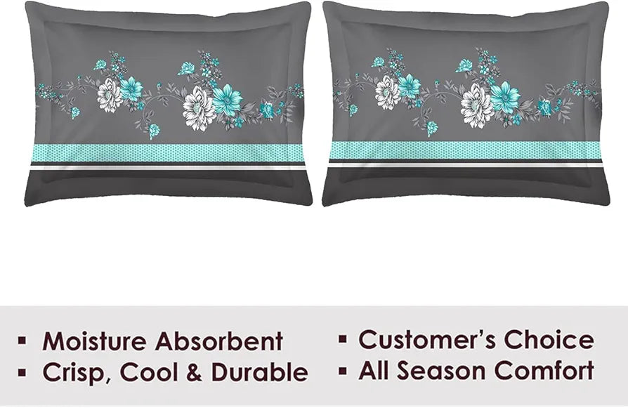 Layers Pavia 100% Cotton Bedsheet Set for All Seasons - Lightweight, Moisture Absorbent, Machine Washable & Easy to Care - Gift for Housewarming & More - 104 TC - Queen Size 