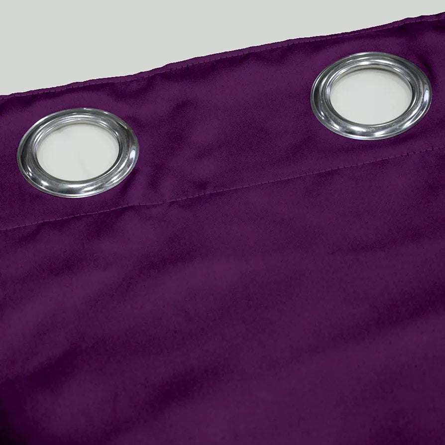 Divine Casa Super Satin Blackout Door Curtains Pack of 2 | Solid Panels for Complete Light Block | Size 7 Feet | Silky Touch & Thermal Insulation | Deep Purple