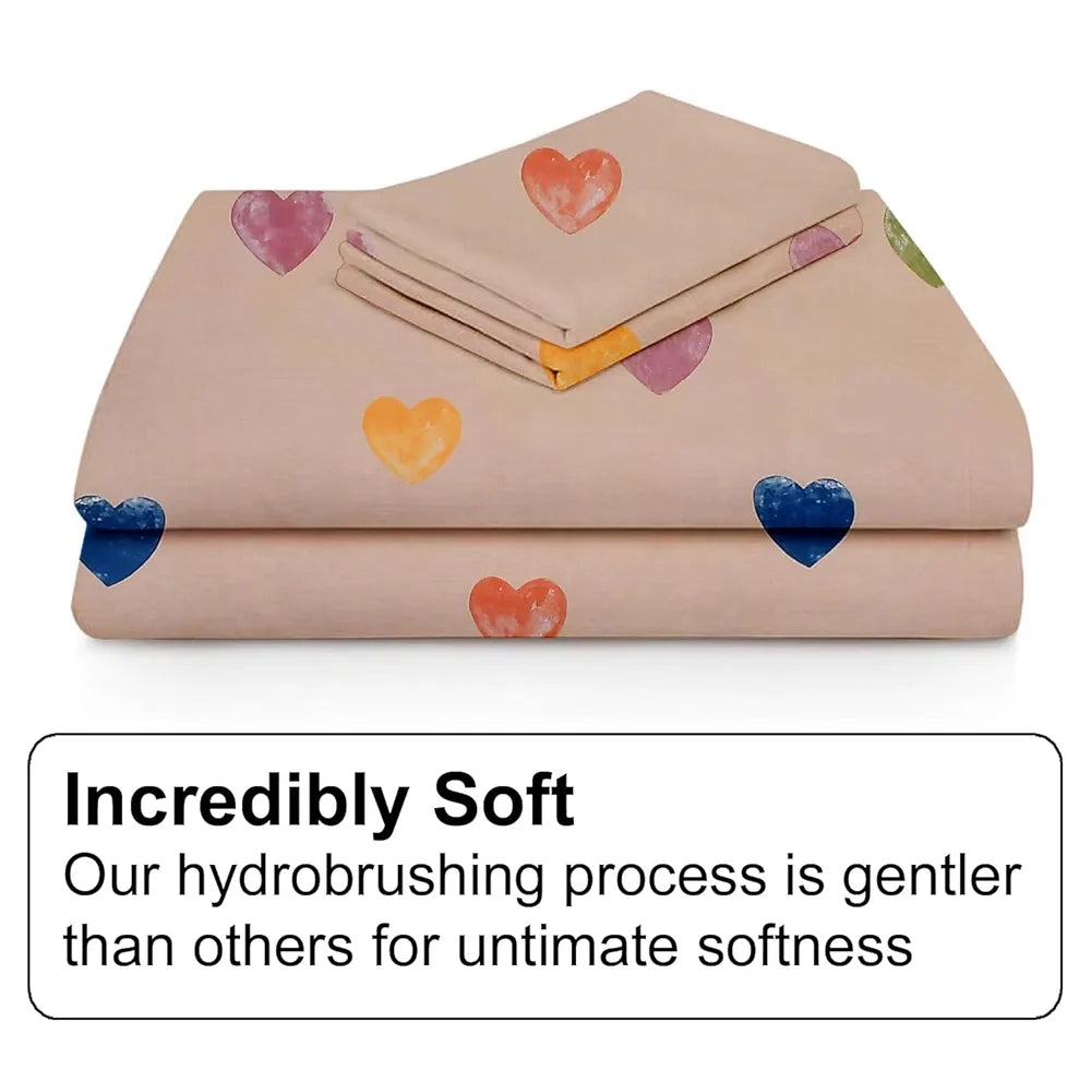 FRESH FROM LOOM Floral Print 240 TC King Size Fitted Bedsheet Set - Microfiber, Anti Fade, Includes 2 Pillow Covers  | Heart-Brown)