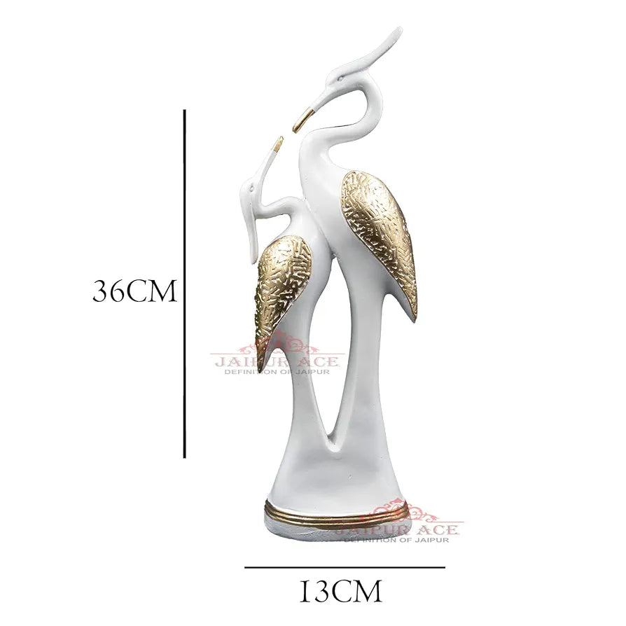 JAIPUR ACE Resin Paradise Pair of Kissing Swan Couple Statue Sculptures Showpieces Creative Abstract Design Art Figurine for Home Living Room Decorative Display 
