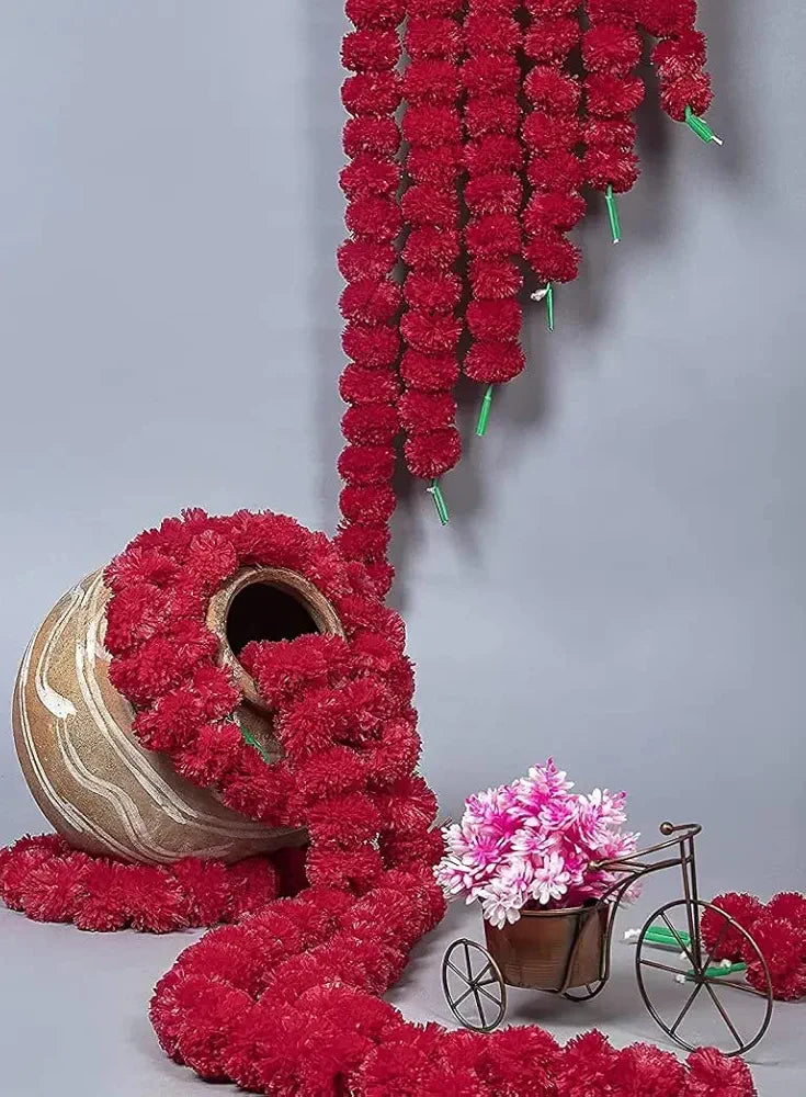 D-tone 10 Pcs Artificial Marigold Garland Mala Flower Genda Phool Long for Decoration, Home, Wedding, Festivals, Durga Pooja, Diwali, Ganesh Chaturthi 