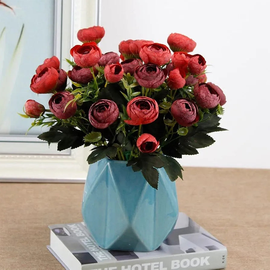 SATYAM KRAFT 2 Pcs Artificial Rose Flower Sticks | Decorative Items for Home Decor, Room, Living Room, Table Centerpiece, Balcony, Office | Perfect for Wedding, Birthday, Enagagement 