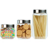Femora Kitchen Storage Jars Transperent Glass With Steel Lid Air Tight Jar | 850 Ml | 1150 Ml | 2000 Ml | Pack of 3