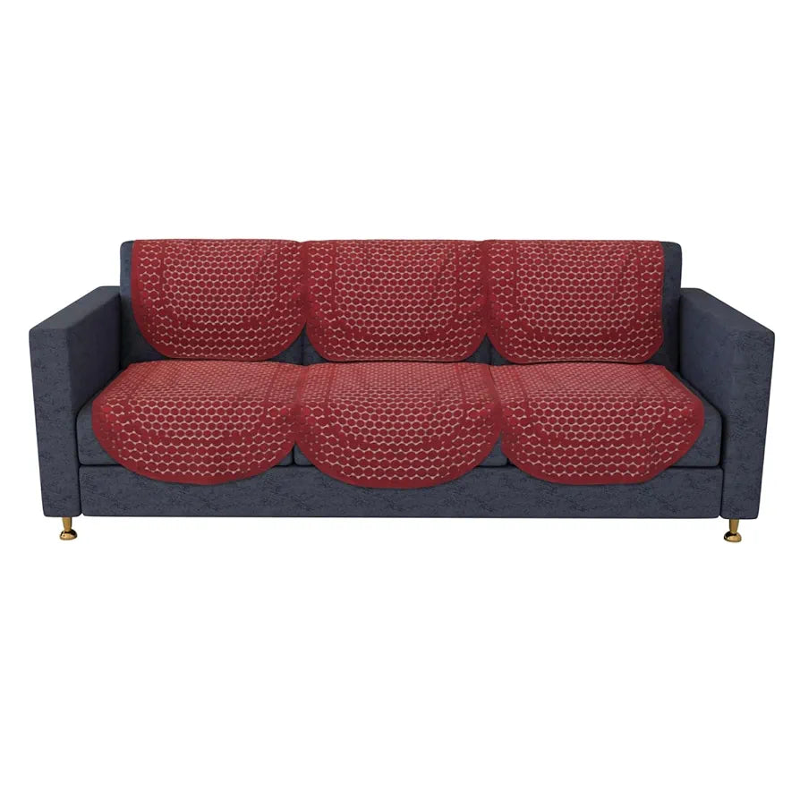 Kuber Industries Sofa Cover | Net Sofa Slipcover Set | Sofa Cover for Living Room | Hall | 5-Seater | Dot Design | Maroon