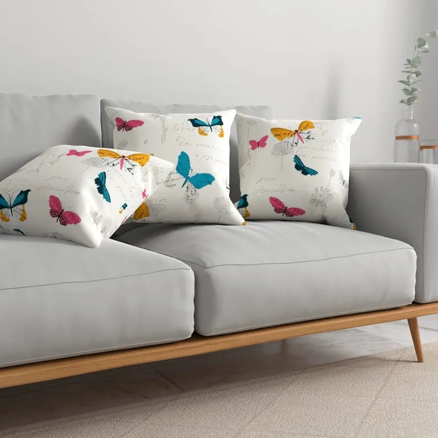 Urban Space Decorative Cotton Cushion Cover Set of 3, 16 inch x 16 inch Cushion Covers for Sofa, Bedroom, Living Room 