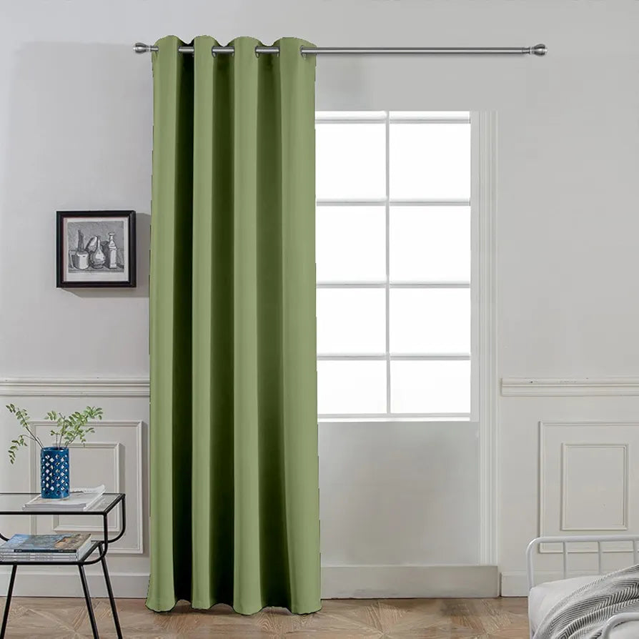 Divine Casa Semi Blackout Door Curtain 7 Feet | Pastel Green | Super Satin Room Darkening Panel for Home, Balcony & Summer Use | 1 Piece