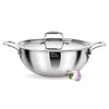 Milton Pro Cook Triply Deep Stainless Steel 24 Cm Kadai With Lid, 3.6 Litres - 2256 gms