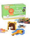 Firstcry Intelliskills First Puzzles-jungle Animals Theme | 6 Jigsaw Puzzle Set 3 Pcs Each | Pre-school Learning & Educational Puzzle Set