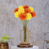 Artificial Chrysanthemum Hydrangea Ball Flower Sticks Yellow Orange