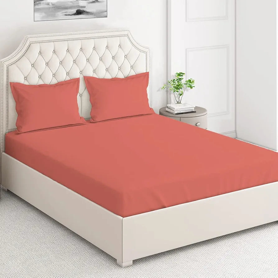 Layers Be Bold 100% Cotton Bedsheet Set for All Seasons - Lightweight, Moisture Absorbent, Machine Washable & Easy to Care - Gift for Housewarming & More - 140 TC - Queen Size 