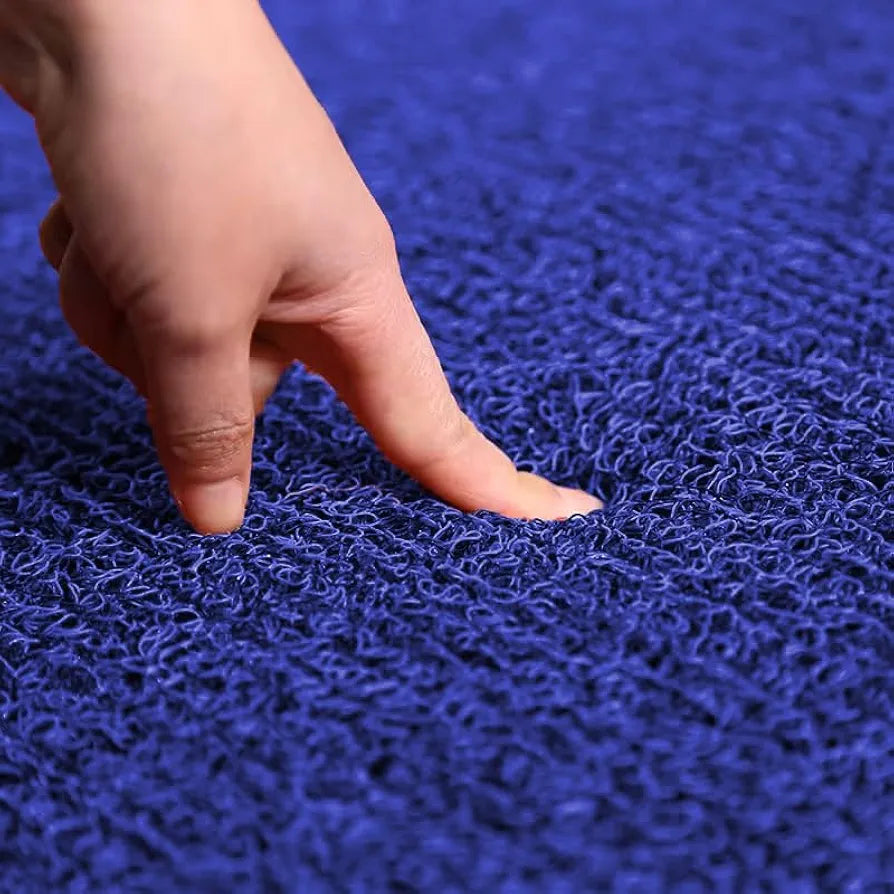 ishro home Cushion Noodle Mat for home Entrance, Heavy Indoor Outdoor Anti Slip PVC Floor Mat for Bedroom, Kitchen, Absorbent Solid Mats|Feet 2x3, Blue, Rectangle