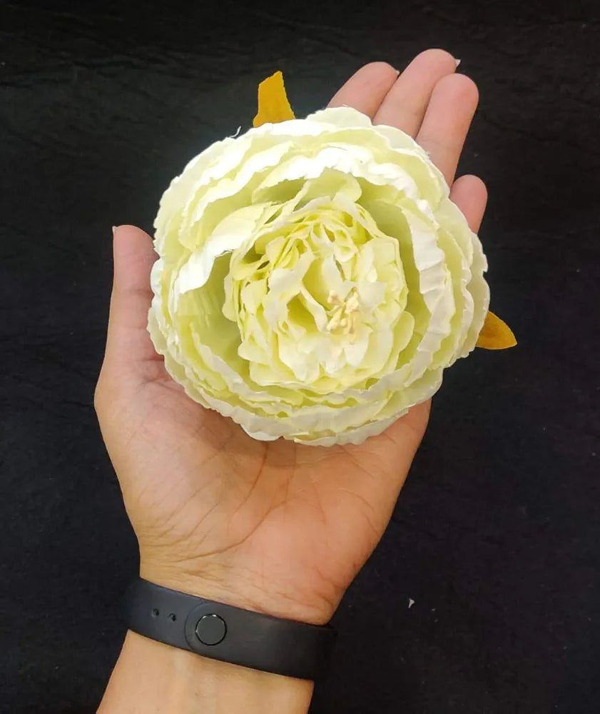 SATYAM KRAFT 6 Pcs Artificial Fabric Rose Flower Heads | Handmade Peony Style Flowers for DIY Crafting, Gift Packing, Bouquet Making, Wedding, Home & Event Decoration 