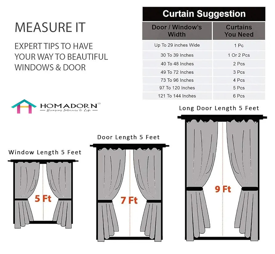 HOMADORN Ombre Printed Linen Textured Sheer Curtains for Living Room, Bedroom, Dining Room, Kitchen, Bathroom 