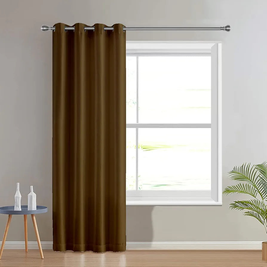 Divine Casa Semi Blackout Door Curtain 7 Feet | Dark Brown | Micro Satin Room Darkening Panel with Metal Eyelets | 1 Piece