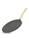 Bergner Earth Black Non-stick 26 Cm Concave Tawa | Wooden Finish Soft Touch Handle | 3mm Thickness | Consumes Less Oil