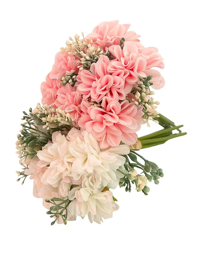 TIED RIBBONS Pack of 2 Artificial Hydrangea Dahlia Flowers Bunch for Home Décor Vase Pot Living Room Office Table, Diwali Decoration Items for Home, Diwali Gifts  