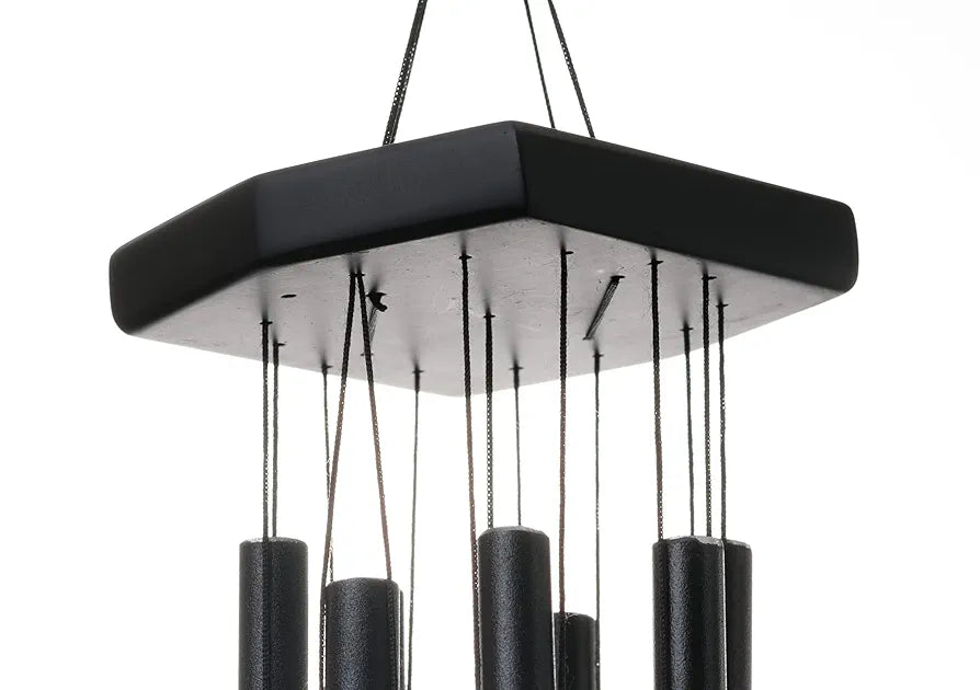 Tej Gifts - Feng Shui Metal Wind Chime 7 Pipes Black Rods Indoor/Outdoor Hanging Good Luck Charm Chimes Gift Item