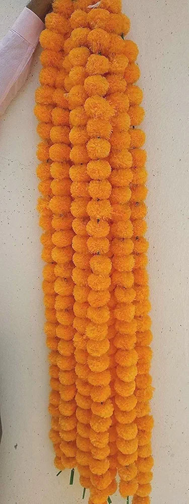 Abhaas 10 Pcs Artificial Marigold Garland Toran For Decoration Long Garlands Toran Indian Genda Phool For Wedding & Festival Diwali , 140 cm