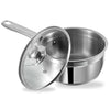 Vinod Two Tone Stainless Steel Saucepan with Glass Lid 3 Litre, 20 cm (6.2mm Thick) | Triply Saucepot, Sturdy Riveted Handle