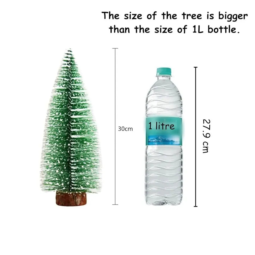 SATYAM KRAFT 1 Pcs Artificial Mini Christmas Tree Miniature Table Decor Pine Tree with Wooden Base - Christmas Xmas Tree for Home Office Living Room Decor, Anniversary Decoration 