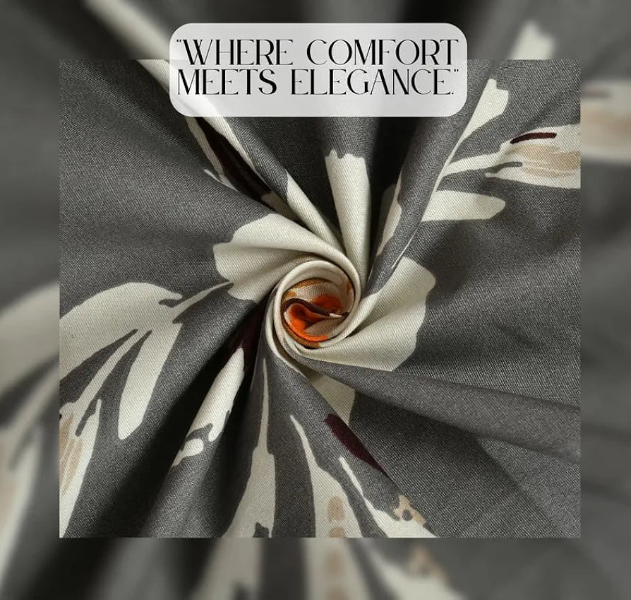 HOMEKART Floral Printed Cotton Feel Double Bedsheet with 2 Pillow Covers |200 Tc Soft, Breathable & Wrinkle-Free| Premium Printed Bedsheet for Home Bedroom 