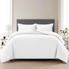 Trance Home Linen Zippered 100% Cotton 200 TC Satin Stripe Queen Duvet Cover Quilt Cover with 2 Pillow Covers Colour White