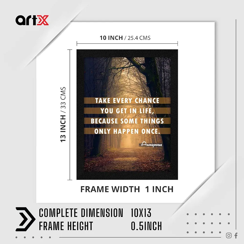 ArtX Motivational Inspirational Quotes, Take Every Chance Framed Wall Art Painting, Multicolor, Abstract, 10 X 13 Inches, Set of 1