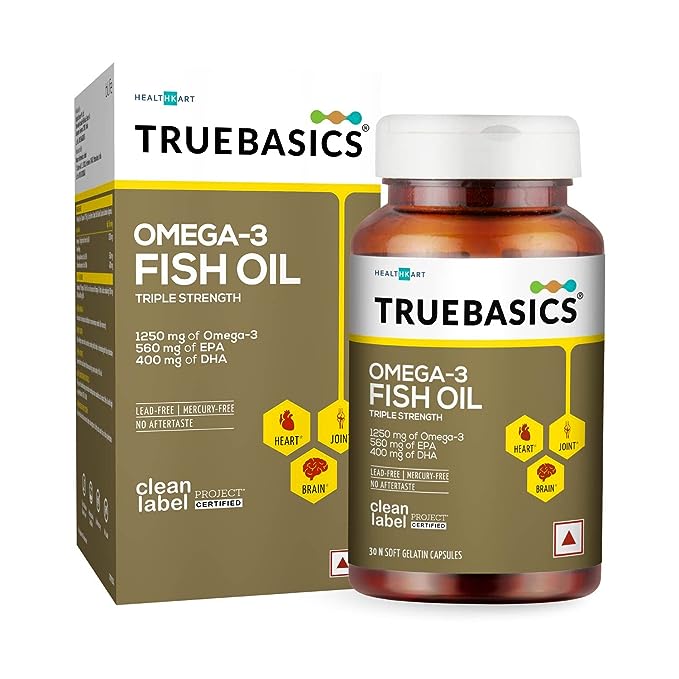 TrueBasics Omega 3 Fish Oil Capsules for Women & Men - 60 tabs - Swadesii