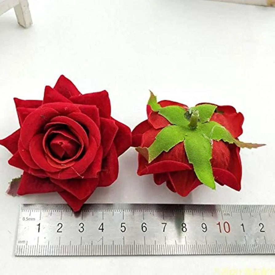 SATYAM KRAFT 12 Pcs Artificial Velvet Rose Flowers | Fake Floral Decoration for Ganesh chaturthi, Home, Janmashtami,DIY Craft, Room Decor, Festival & Gift Items 