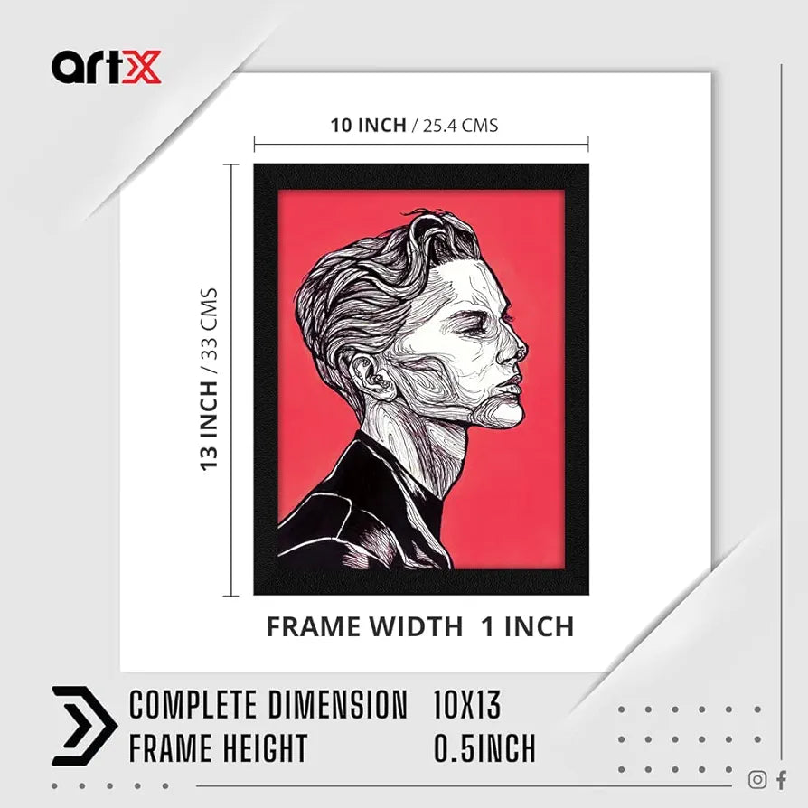 ArtX Paper Line Art Dreamer Boy Abstract Frame Wall Art Painting, Multicolor, Abstract, 10X13 inches, Set of 1