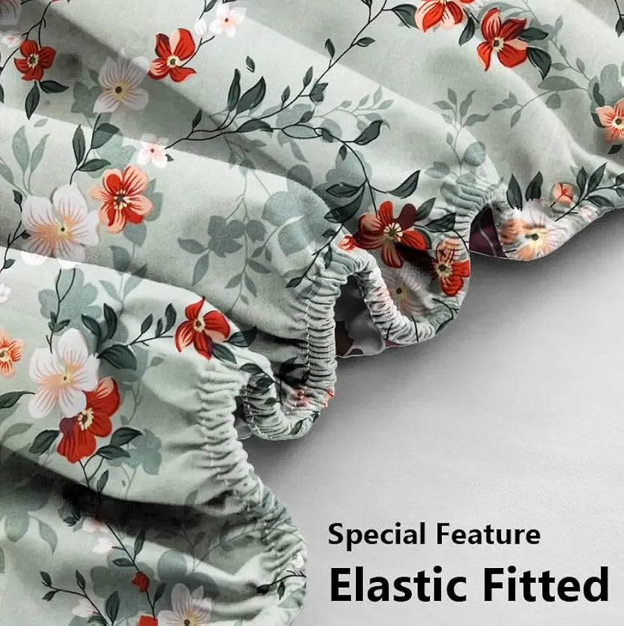 Waterproof Fitted Bedsheet for King Size 78x72+10 inch | Leakproof, Noiseless, Skin-Friendly | Elastic Bed Sheet with 2 Pillow Covers | Dustproof & Breathable -Grey & White