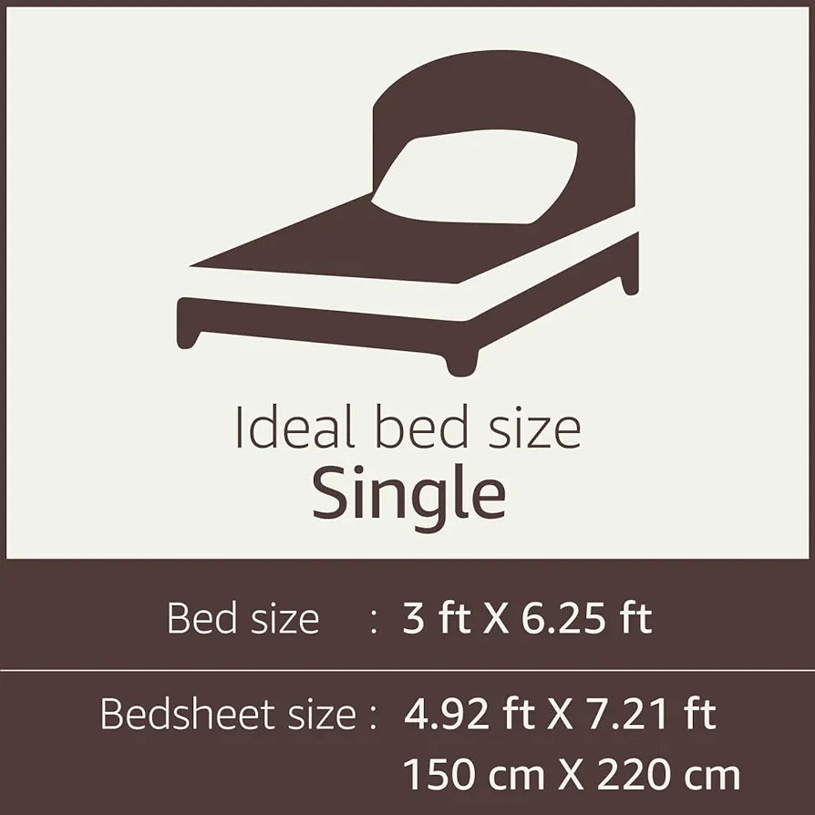 Premium 160 TC Ezyption Cotton Bedsheet for Single Bed with 1 Pillow Covers Oat
