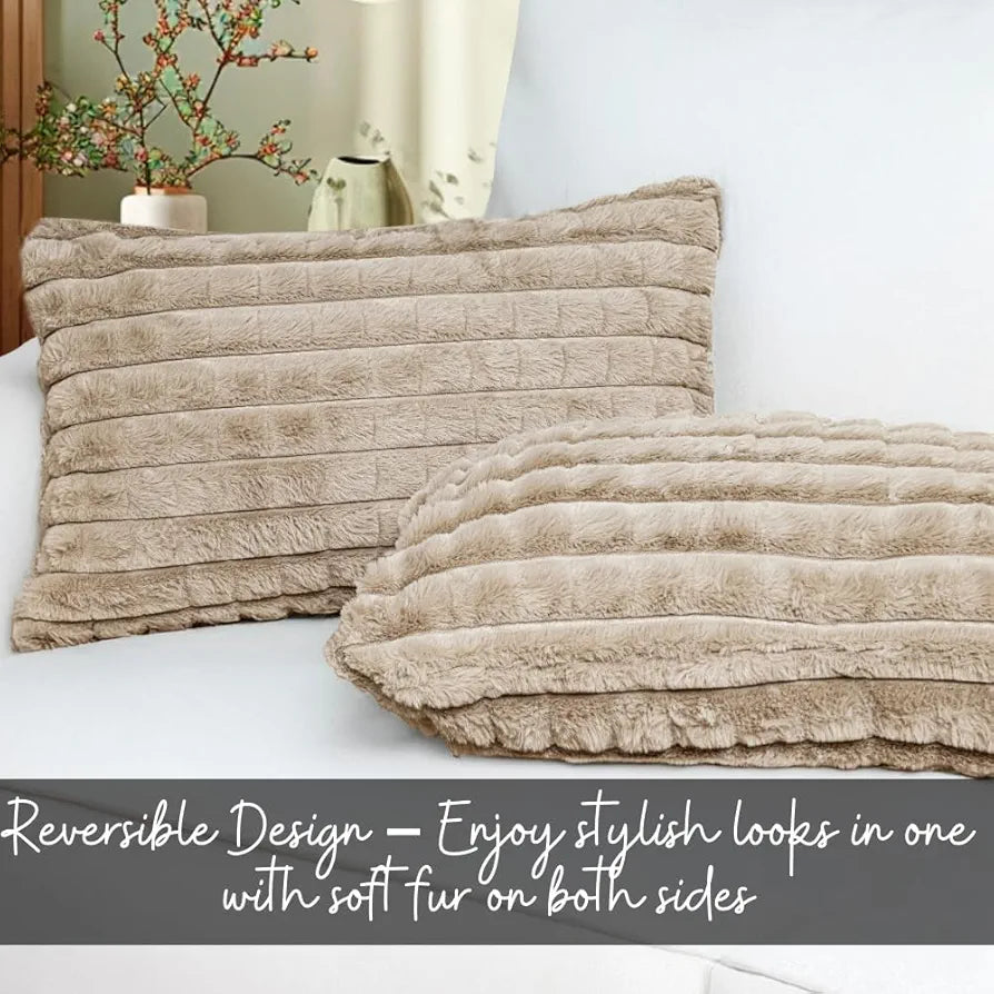 HOMADORN Luxury Plush Fur Reversible Cushion Cover Ultra Soft & Cozy 