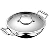 Bergner Argent Triply Stainless Steel 28 Cm Deep Kadai With Stainless Steel Lid | 5.7 L Deep Kadhai With Lid