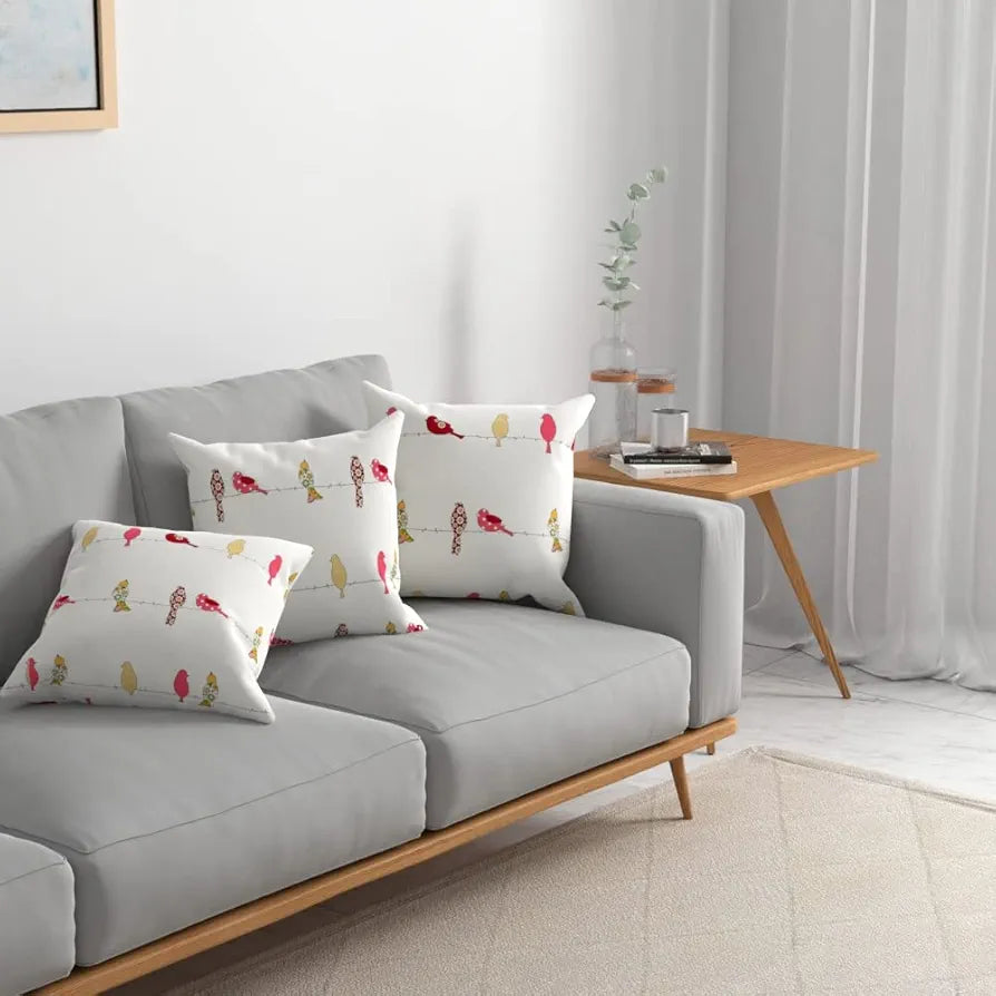 Urban Space Decorative Cotton Cushion Cover Set of 3, 16 inch x 16 inch Cushion Covers for Sofa, Bedroom, Living Room 