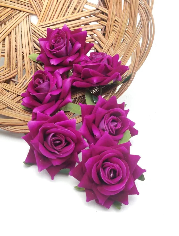 SATYAM KRAFT 12 Pcs Artificial Velvet Rose Flowers | Fake Floral Decoration for Ganesh chaturthi, Home, Janmashtami, DIY Craft, Room Decor, Festival & Gift Items 