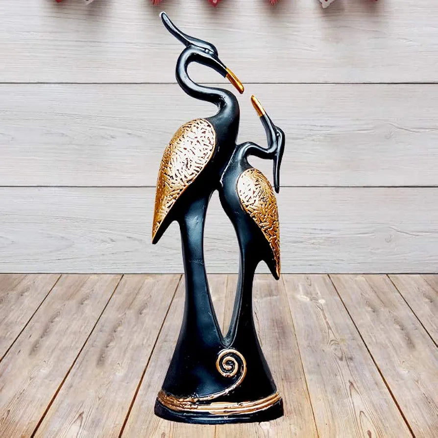 JAIPUR ACE Resin Paradise Pair of Kissing Swan Couple Statue Sculptures Showpieces Creative Abstract Design Art Figurine for Home Living Room Decorative Display 
