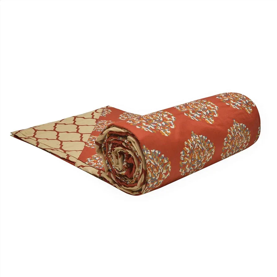 Trance Home Linen 150 GSM Pure Cotton Reversible Dohar Single Bed Size | Ac Blanket Comforter | Soft Light-Weight Bed Blanket 