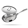 Stahl Artisan Triply Stainless Steel Fry Pan With Lid | Induction & Gas Stove Compatible Frying Pan | 1.3 L  22 Cm
