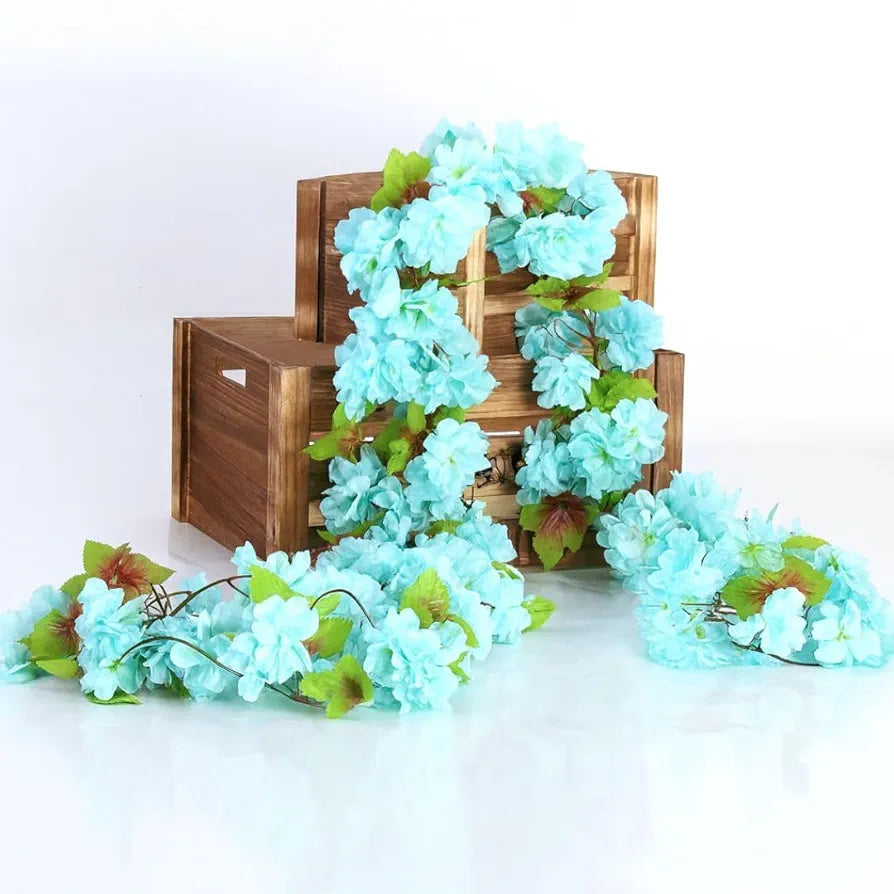 SATYAM KRAFT 1 Lines Artificial Cherry Blossom Rattan Flowers Vine | Hanging Garland for Home, Office, Mandir & Pooja Room | Diwali, Deepawali, Navratri & Wedding Festival Decoration 