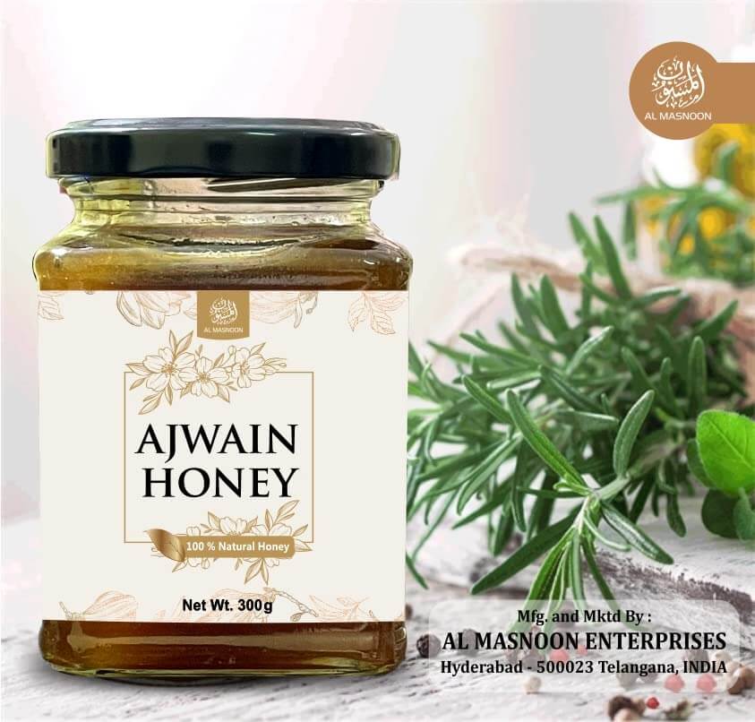 AL MASNOON Ajwain Honey 100% Natural & Pure 300g (pack of 1)/ Raw & Unprocessed/Bees Collects From Ajwain Blossoms