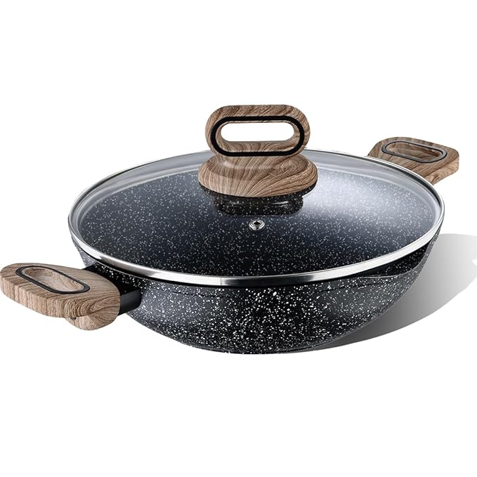 Bergner Rack Bergner Ultimate Forged Nonstick 24 Cm Kadai With Glass Lid | 2 L Capa ...