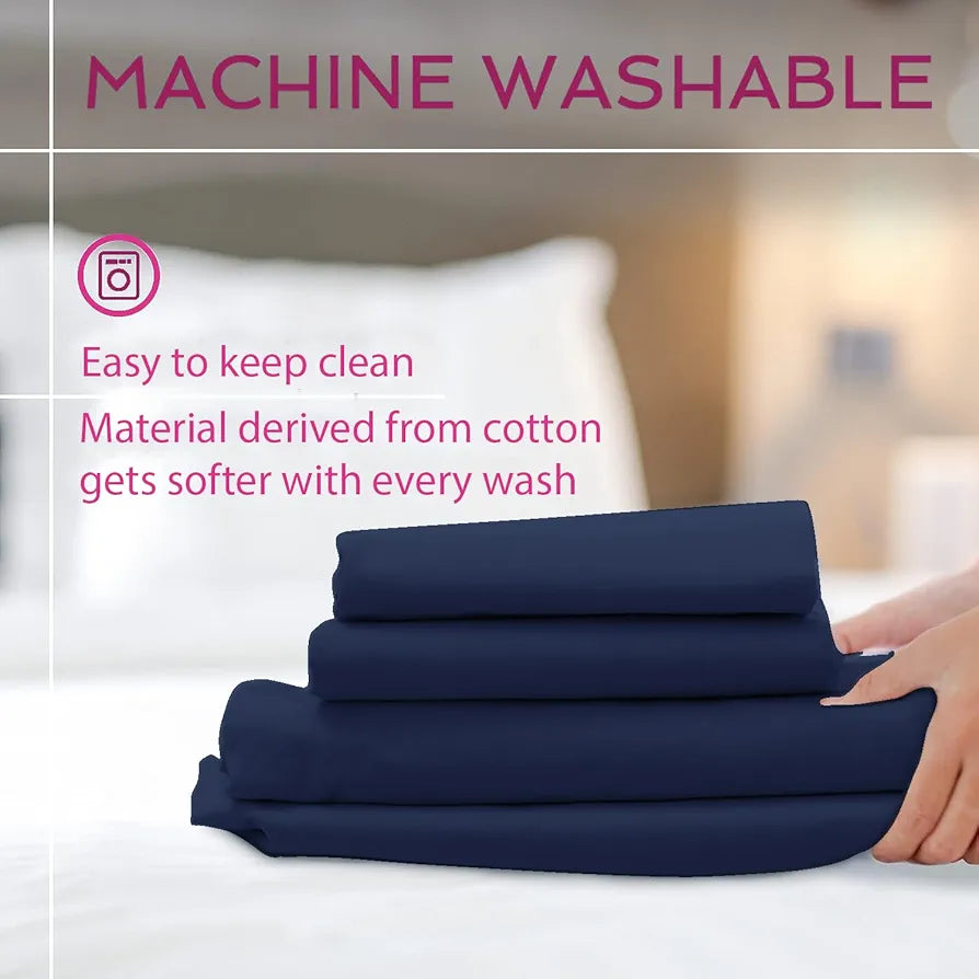 Trance Home Linen 300TC Pure 100% Cotton King Fitted Bedsheet with 2 Pillow Covers - 