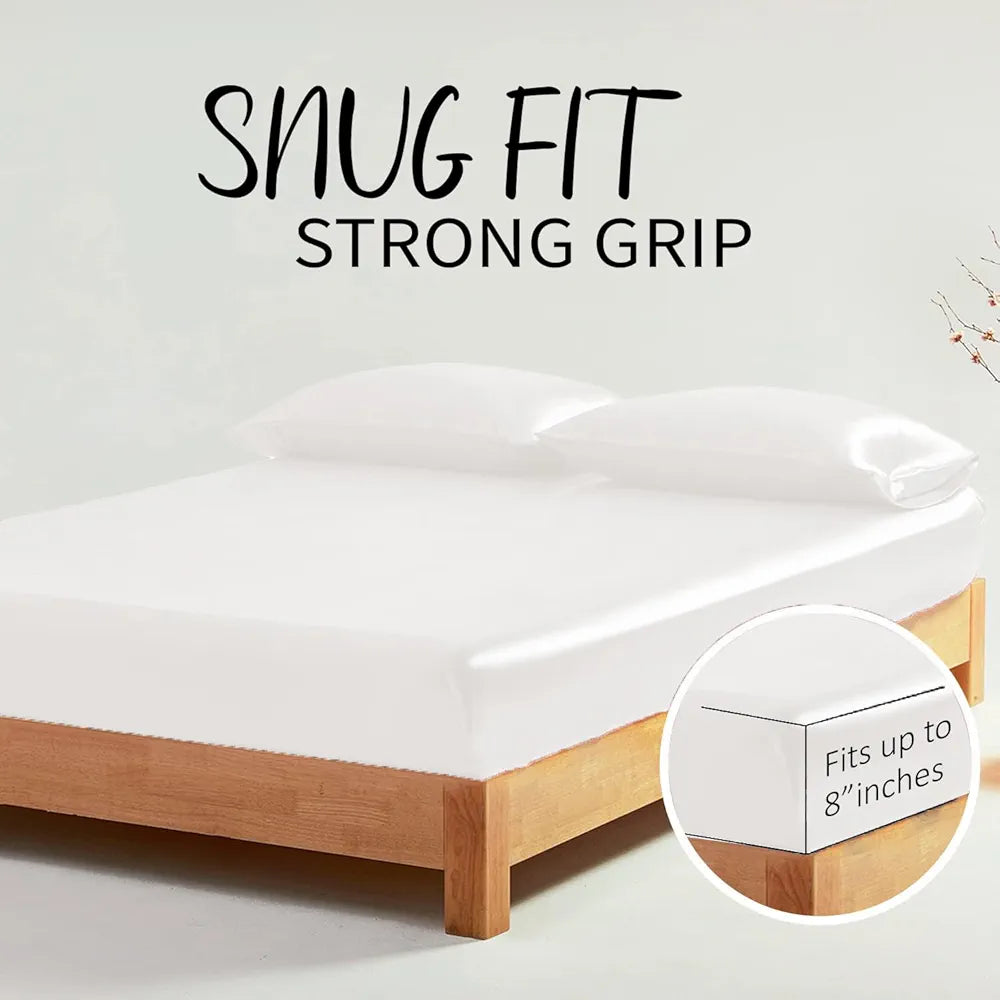 Cloth Fusion Satin Elastic Fitted Bedsheet for Double Bed King Size, Luxury Elastic Bedsheets for King Size Bed with 2 Pillow Covers | H603 | 280 TC