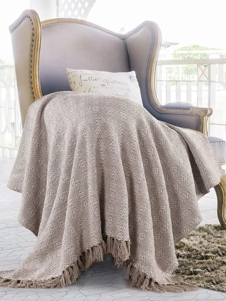 SASHAA WORLD Soft Herringbone Throw Blanket | Used Both Indoor and Outdoor |Blanket for Living Room, Sofa, Bed & Chair | Grey Throw Blanket| Pack of 1, 180 x130 cm