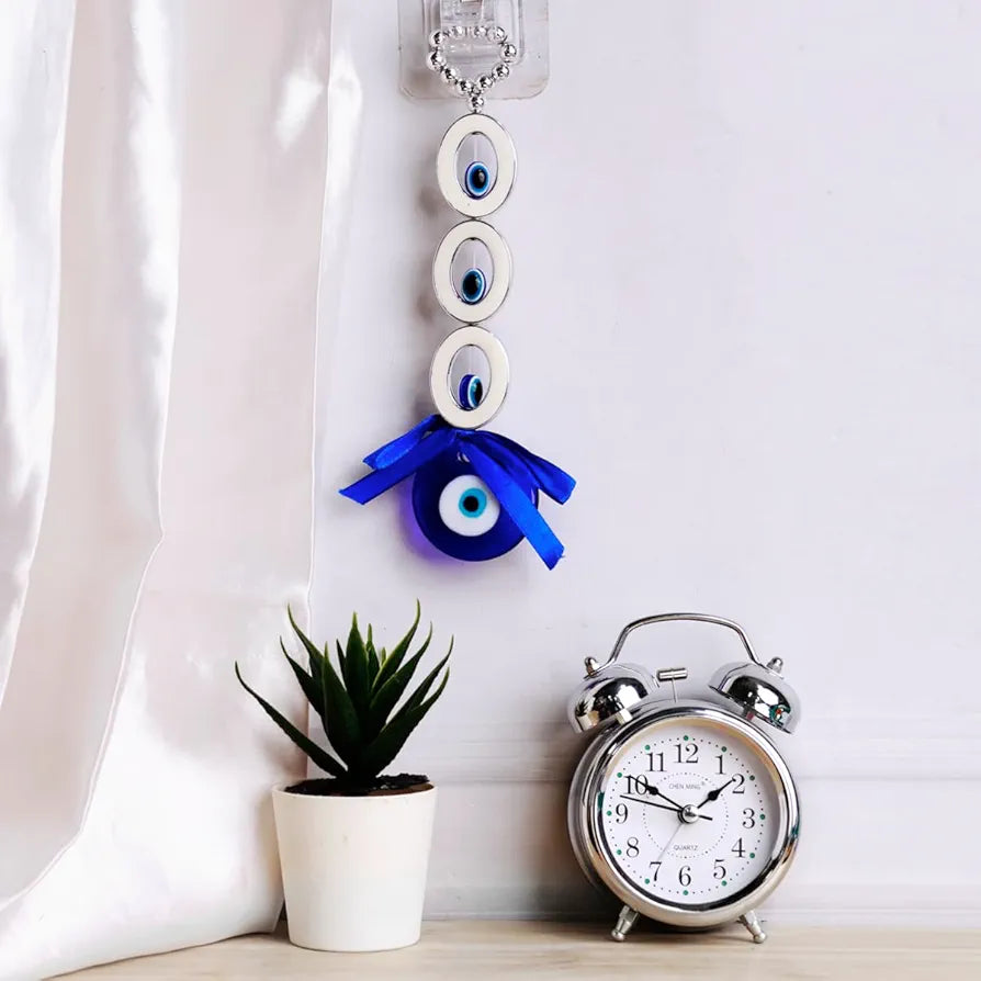 Shubhanjali 3 Oval Evil Eye Hanging for Home | Turkish Evil Eye Nazar Battu Hanging for Main Door Entrance