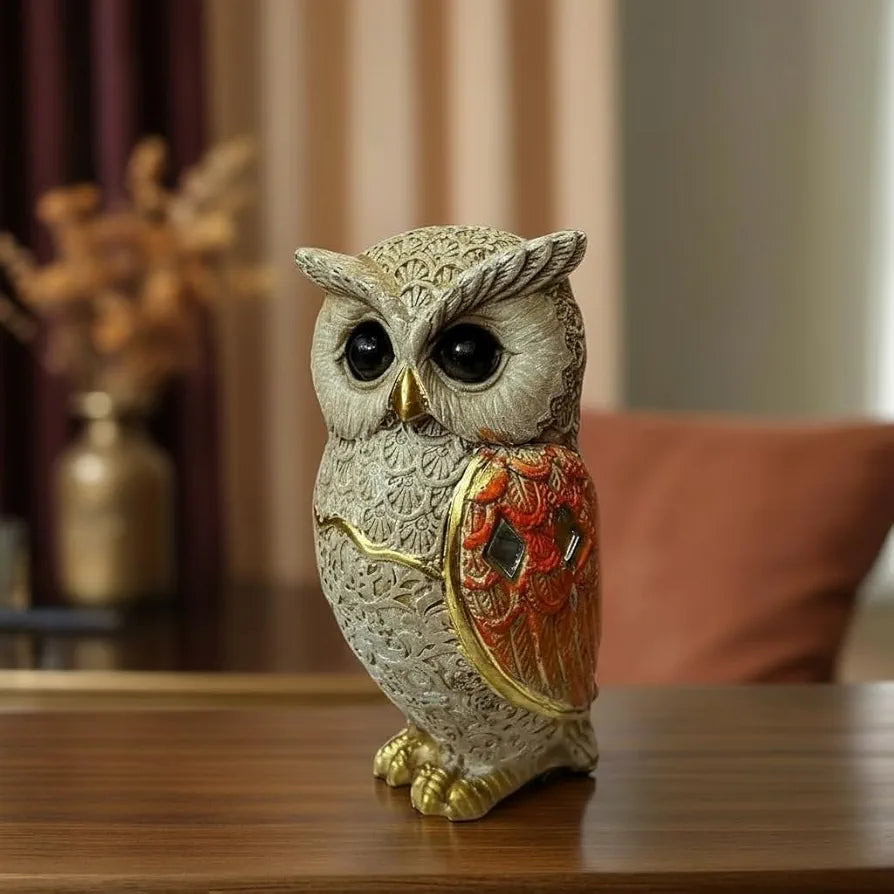 ALILA Classy Lucky Owl Statue Idol for Good Luck Vastu Figurines Showpieces Decorative Owls for Home Living Room Decor & Giting, Size: Small 