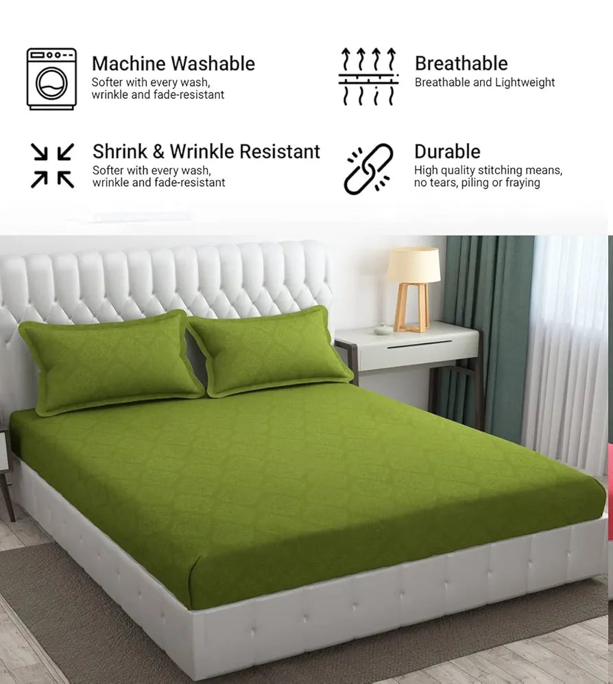 FRESH FROM LOOM King Size Microfiber Bedsheet Set-Rotary Printed, Hypoallergenic, Wrinkle Free With 2 Pillow Covers 144 TC 