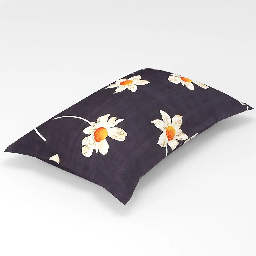 Homefab India 180 TC Microfiber Single BedSheet with 1 Pillow Cover - Dark Grey, Floral