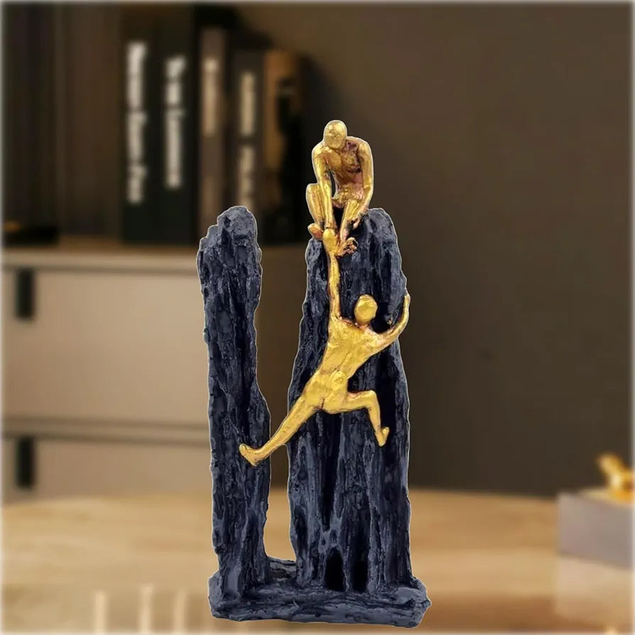 ALILA Human Climbing Mountain Statue Showpiece Idol For Gifting & Home Table Decoration Vastu Lucky, 10 Inches Height, Action, Multicolor